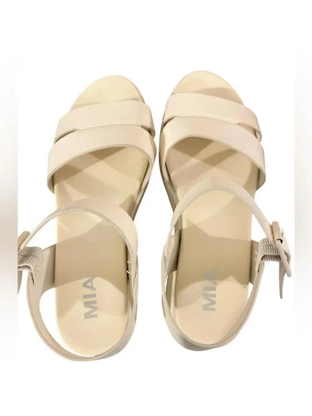 MIA Platform Strappy Platform Sandals Buckle Strap Bone Color Women’s Size 8 VGC
